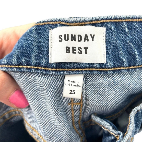 Aritzia Sunday Best Zinger Jeans Mid Rise Flare 90s Medium Wash Blue Size 25 - Picture 7 of 9